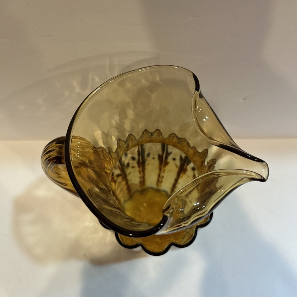 Vintage Yellow Glass Pitcher MCM 11.5" Tall - Picture 3 of 6
